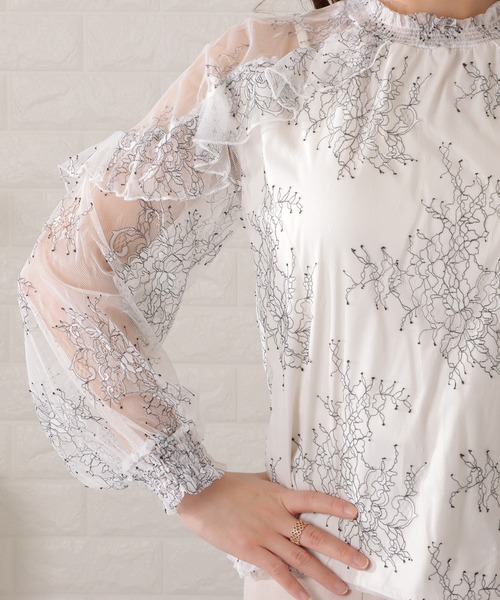 Lace Ladies(レースレディース)の「フリルハイネックレーシィブラウス(シャツ/ブラウス・レディース・ピンク/ブルー/ホワイト/ブラック・FREE/S)」の12枚目の写真