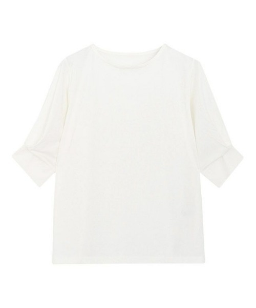 Pierrot(ピエロ)の「接触冷感パフスリーブTシャツ(Tシャツ/カットソー・レディース・ブラック/ネイビー/オフホワイト/ライトベージュ/ライトブルー/グレイッシュベージュ/ライトグレー/ベージュ系その他・M/L/LL)」の9枚目の写真