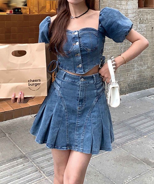 SPIGA（スピーガ）の「ﾃﾞﾆﾑﾐﾆｽｶｰﾄｾｯﾄｱｯﾌﾟ（デニムスカート・レディース・ブルー・FREE）」の8枚目の写真