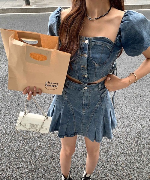 SPIGA（スピーガ）の「ﾃﾞﾆﾑﾐﾆｽｶｰﾄｾｯﾄｱｯﾌﾟ（デニムスカート・レディース・ブルー・FREE）」の11枚目の写真