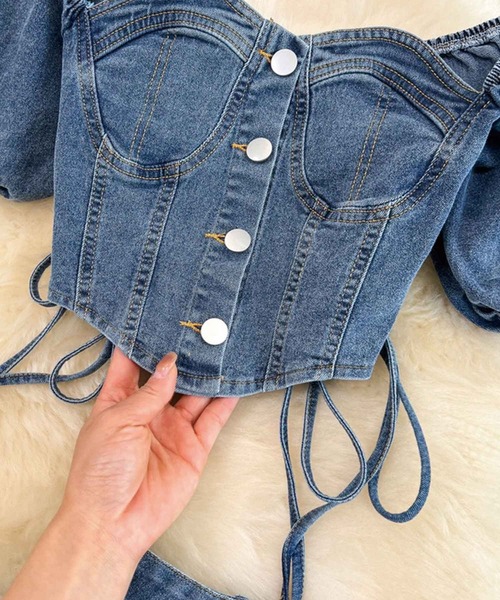 SPIGA（スピーガ）の「ﾃﾞﾆﾑﾐﾆｽｶｰﾄｾｯﾄｱｯﾌﾟ（デニムスカート・レディース・ブルー・FREE）」の15枚目の写真