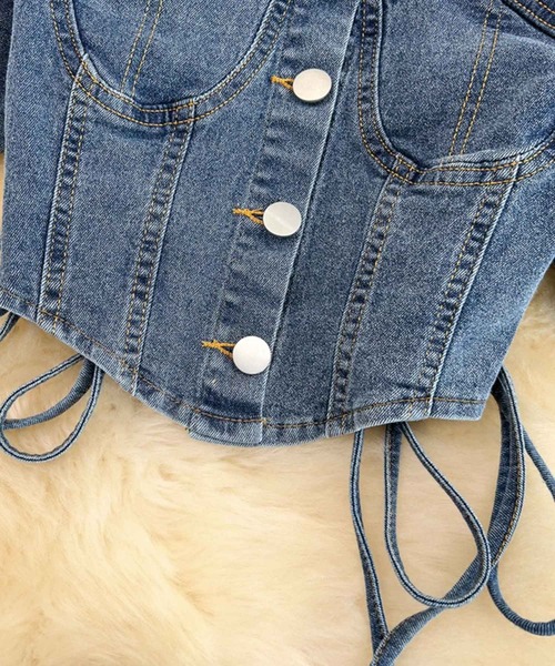 SPIGA（スピーガ）の「ﾃﾞﾆﾑﾐﾆｽｶｰﾄｾｯﾄｱｯﾌﾟ（デニムスカート・レディース・ブルー・FREE）」の17枚目の写真