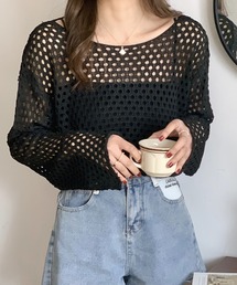 メッシュニットプルオーバー