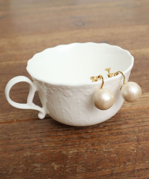 Dot＆Stripes CHILD WOMAN（ドットアンドストライプス　チャイルドウーマン）の「コットンパール イヤリング（イヤリング・レディース・アイボリー・FREE）」の3枚目の写真