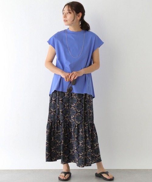 LEPSIM（レプシィム）の「微光沢フレンチスリーブプルオーバー　189834（Tシャツ/カットソー・レディース・ブラック/オフホワイト/ブルー/グレー・FREE）」の7枚目の写真