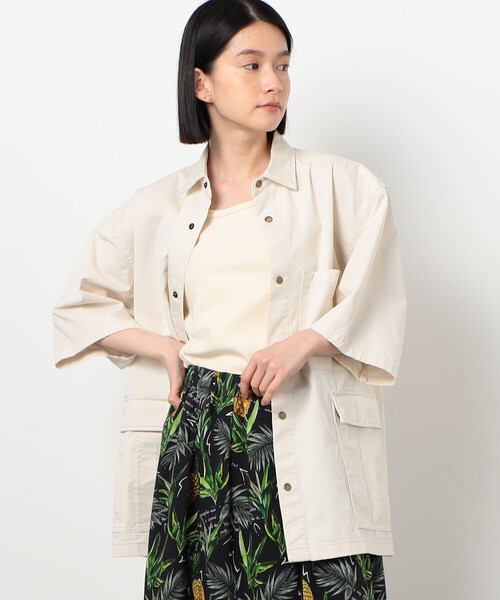 Purple&Yellow（パープルアンドイエロー）の「【セットアップ対応】カーゴポケット 半袖シャツ（シャツ/ブラウス・メンズ・カーキ/オフホワイト/キャメル・SMALL/MEDIUM/LARGE）」の11枚目の写真