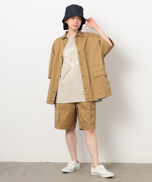 Purple&Yellow（パープルアンドイエロー）の「【セットアップ対応】カーゴポケット 半袖シャツ（シャツ/ブラウス・メンズ・カーキ/オフホワイト/キャメル・SMALL/MEDIUM/LARGE）」の17枚目の写真