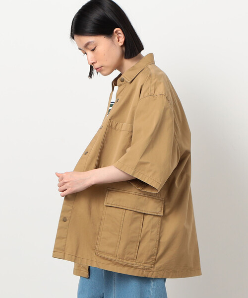 Purple&Yellow（パープルアンドイエロー）の「【セットアップ対応】カーゴポケット 半袖シャツ（シャツ/ブラウス・メンズ・カーキ/オフホワイト/キャメル・SMALL/MEDIUM/LARGE）」の18枚目の写真