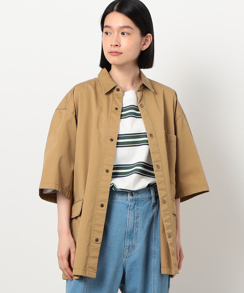 Purple&Yellow（パープルアンドイエロー）の「【セットアップ対応】カーゴポケット 半袖シャツ（シャツ/ブラウス・メンズ・カーキ/オフホワイト/キャメル・SMALL/MEDIUM/LARGE）」の19枚目の写真