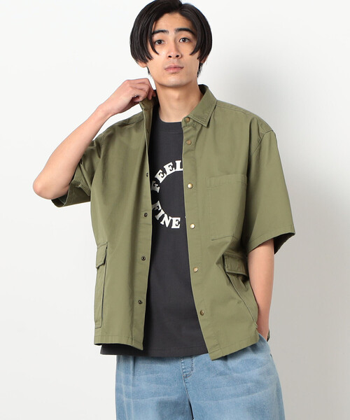 Purple&Yellow（パープルアンドイエロー）の「【セットアップ対応】カーゴポケット 半袖シャツ（シャツ/ブラウス・メンズ・カーキ/オフホワイト/キャメル・SMALL/MEDIUM/LARGE）」の22枚目の写真