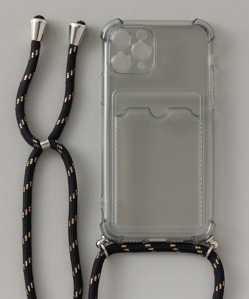 カードポケット パラコードストラップ付き クリアiPhoneケース カバー