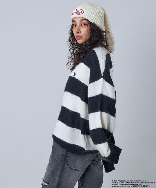 PLAYBOY(プレイボーイ)の「【SEQUENZ】 PLAYBOY MOHAIR LIKE BORDER CN / プレイボーイ グランジ ボーダー クルーネック モヘアニット(ニット/セーター・メンズ・ブラック/レッド/グレー・MEDIUM/LARGE/X-LARGE)」の20枚目の写真