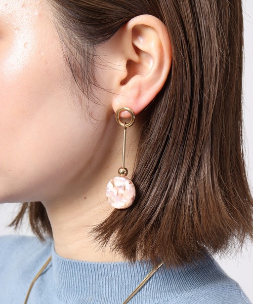MOSSEL NEW YORK(モシェルニューヨーク)の「ミックスカラードロップピアス(ピアス(両耳用)・レディース・パープル/ライトピンク・FREE)」の1枚目の写真