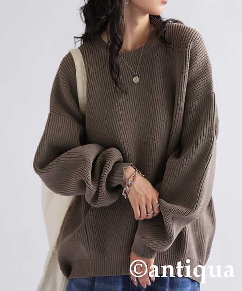 antiqua(アンティカ)の「スポンジニットトップス(ニット/セーター・レディース・オレンジ/ブラック/ライム/グリーン/ブルー/グレー系その他/コバルトブルー/パープル・FREE)」の11枚目の写真