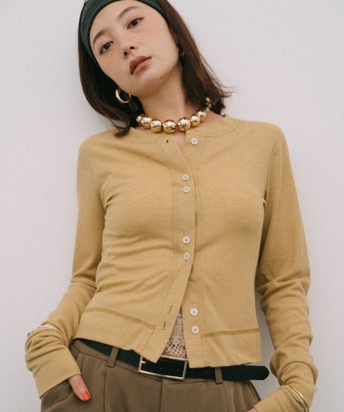 HANNE(アン)の「シアーリブカーディガン(カーディガン/ボレロ・レディース・ネイビー/ブラック/グレー/ホワイト/ピンク/マスタード/チャコールグレー/ベージュ・FREE)」の11枚目の写真