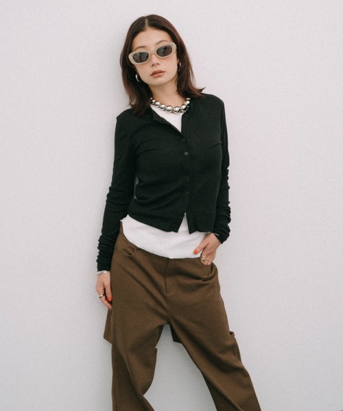 HANNE(アン)の「シアーリブカーディガン(カーディガン/ボレロ・レディース・ネイビー/ブラック/グレー/ホワイト/ピンク/マスタード/チャコールグレー/ベージュ・FREE)」の17枚目の写真