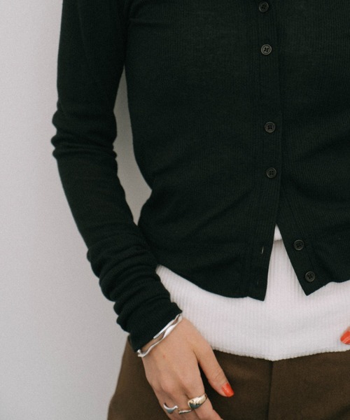 HANNE(アン)の「シアーリブカーディガン(カーディガン/ボレロ・レディース・ネイビー/ブラック/グレー/ホワイト/ピンク/マスタード/チャコールグレー/ベージュ・FREE)」の20枚目の写真