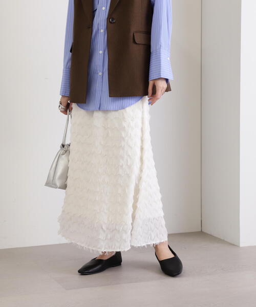 N.（N. Natural Beauty Basic）（エヌエヌナチュラルビューティーベーシック）の「◆フリンジカットジャガードスカート（スカート・レディース・ブラック/クリーム・MEDIUM）」の21枚目の写真