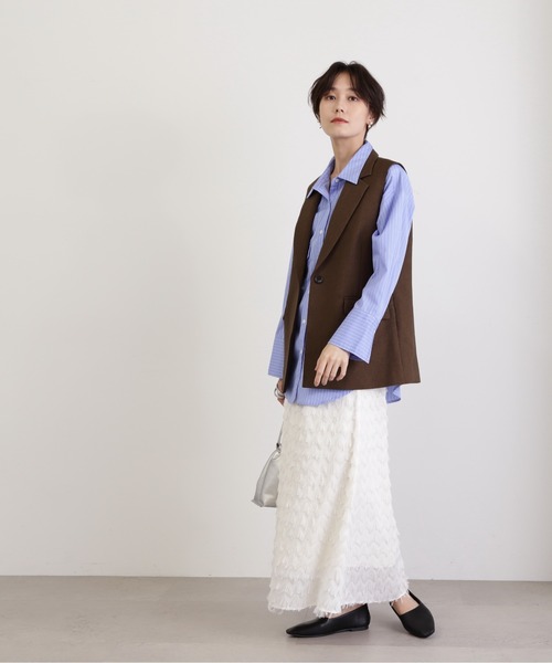 N.（N. Natural Beauty Basic）（エヌエヌナチュラルビューティーベーシック）の「◆フリンジカットジャガードスカート（スカート・レディース・ブラック/クリーム・MEDIUM）」の19枚目の写真