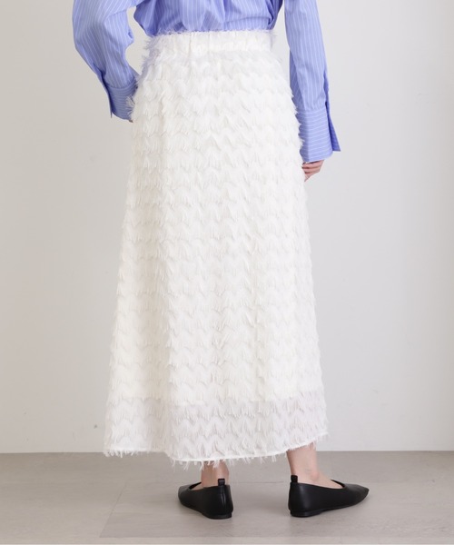 N.（N. Natural Beauty Basic）（エヌエヌナチュラルビューティーベーシック）の「◆フリンジカットジャガードスカート（スカート・レディース・ブラック/クリーム・MEDIUM）」の15枚目の写真