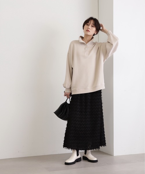 N.（N. Natural Beauty Basic）（エヌエヌナチュラルビューティーベーシック）の「◆フリンジカットジャガードスカート（スカート・レディース・ブラック/クリーム・MEDIUM）」の16枚目の写真