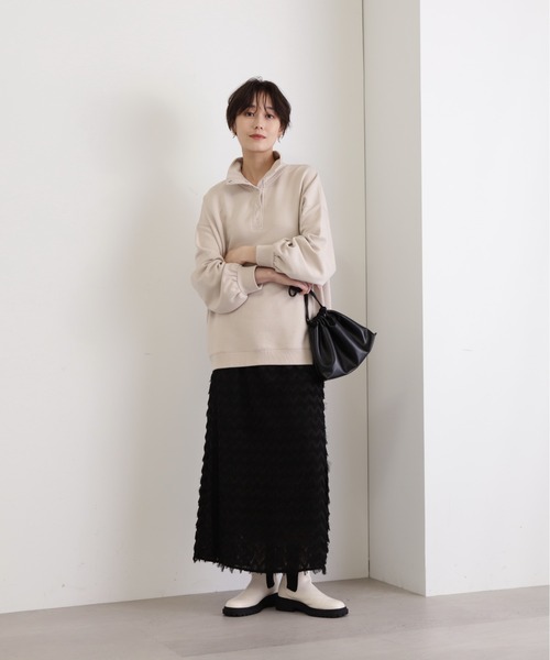 N.（N. Natural Beauty Basic）（エヌエヌナチュラルビューティーベーシック）の「◆フリンジカットジャガードスカート（スカート・レディース・ブラック/クリーム・MEDIUM）」の10枚目の写真