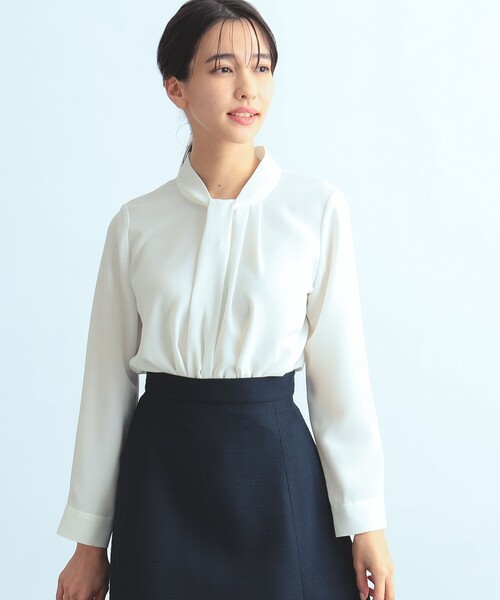 B:MING by BEAMS（ビーミングバイビームス）の「【セレモニー・フォーマル】B:MING by BEAMS / ジョーゼット ボウタイ ブラウス（シャツ/ブラウス・レディース・ホワイト/ネイビー・SMALL/LARGE/MEDIUM）」の7枚目の写真