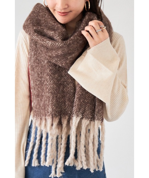 ロゴパターン マフラー ブラウン.. GLR ブラッシュド ブロック マフラー（マフラー）｜green label