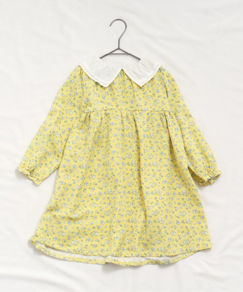 apres les cours(アプレレクール)の「【WEB限定】総柄衿付きワンピース(ワンピース・キッズ・ブラック/サックスブルー/チェック/イエロー/レッド・120/90/80/110/100/130/140)」の1枚目の写真