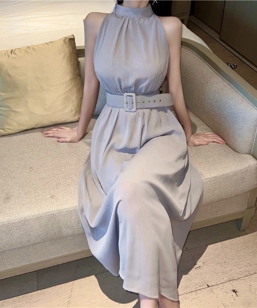 Sibra（シブラ）の「ベルト付きロングノースリーブワンピース（ワンピース・レディース・ブラック/グレー・M）」の10枚目の写真