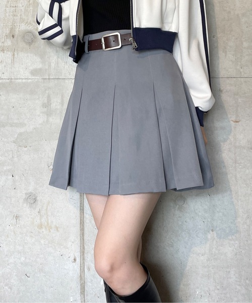 【お値下げ】WAACワックグレー プリーツスカート ウエストバンド付き お値下げ】WAACワックグレー プリーツスカート ウエストバンド
