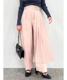 プリーツレイヤードストレートパンツ