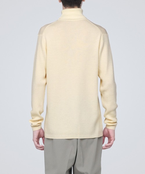 洗えるウールリブタートルネックセーター