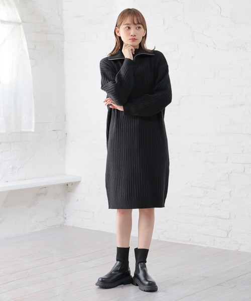 Honeys（ハニーズ）の「ハーフジップニットワンピース