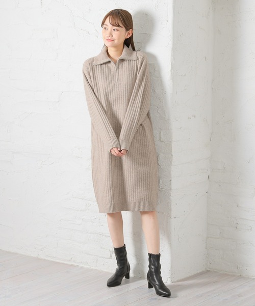 Honeys（ハニーズ）の「ハーフジップニットワンピース（ワンピース