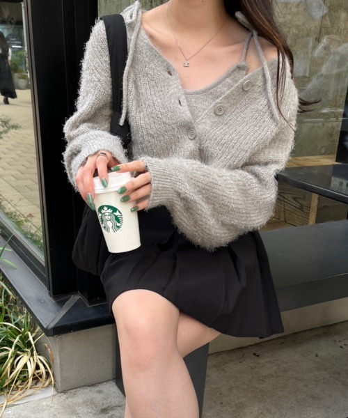 nemne store（ネンネストア）の「【セット着用可能】シャギーショートカーディガン（カーディガン/ボレロ・レディース・ベージュ/グレー/ネイビー/ピンク/アイボリー・フリー）」の15枚目の写真