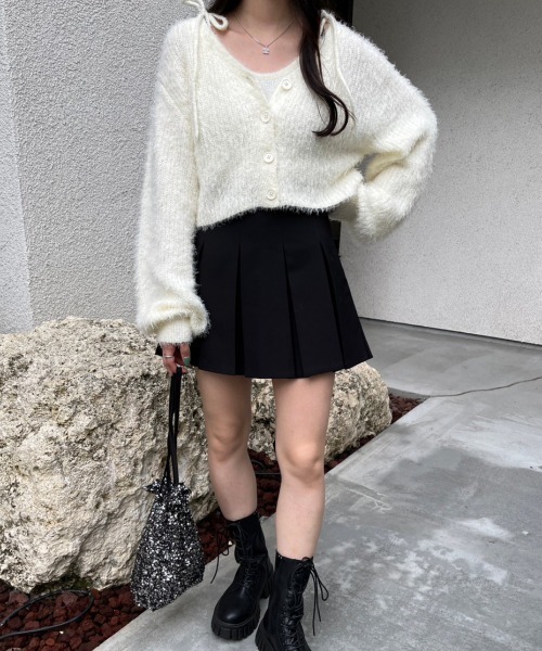 nemne store（ネンネストア）の「【セット着用可能】シャギーショートカーディガン（カーディガン/ボレロ・レディース・ベージュ/グレー/ネイビー/ピンク/アイボリー・フリー）」の8枚目の写真