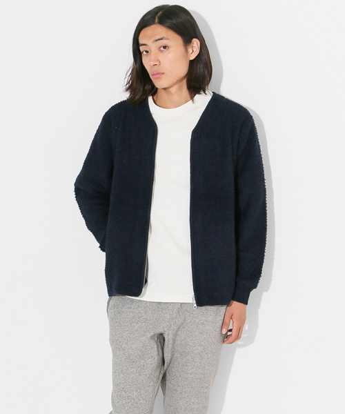 SENSE OF PLACE by URBAN RESEARCH(センスオブプレイスバイアーバンリサーチ)の「-A-ブークレZIPカーデ(カーディガン/ボレロ・メンズ・ホワイト/ネイビー・L/M)」の2枚目の写真