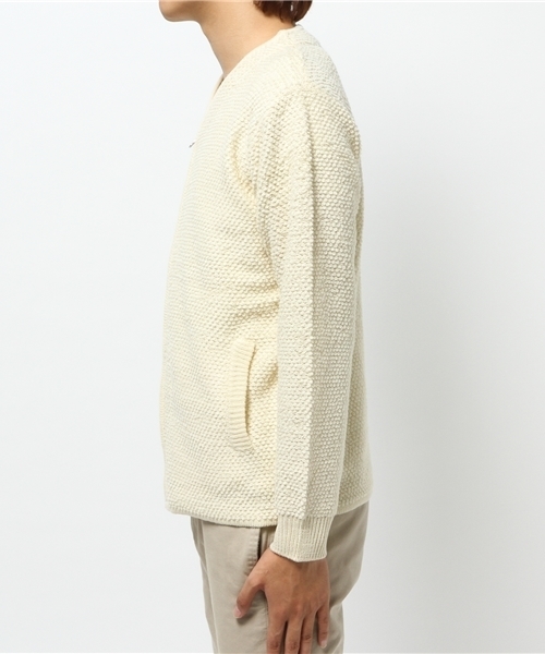 SENSE OF PLACE by URBAN RESEARCH(センスオブプレイスバイアーバンリサーチ)の「-A-ブークレZIPカーデ(カーディガン/ボレロ・メンズ・ホワイト/ネイビー・L/M)」の3枚目の写真