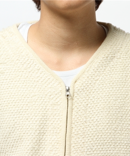 SENSE OF PLACE by URBAN RESEARCH(センスオブプレイスバイアーバンリサーチ)の「-A-ブークレZIPカーデ(カーディガン/ボレロ・メンズ・ホワイト/ネイビー・L/M)」の6枚目の写真