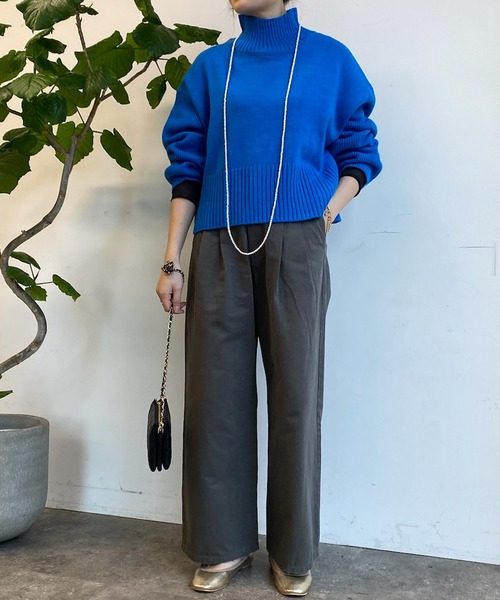 DouDou(ドゥドゥ)の「【WEB限定】ショート丈バックスリットタートル(Tシャツ/カットソー・レディース・ライトグレー/ピンク/オフホワイト/ブルー・FREE)」の12枚目の写真