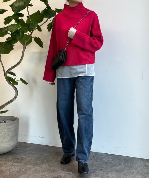 DouDou(ドゥドゥ)の「【WEB限定】ショート丈バックスリットタートル(Tシャツ/カットソー・レディース・ライトグレー/ピンク/オフホワイト/ブルー・FREE)」の21枚目の写真