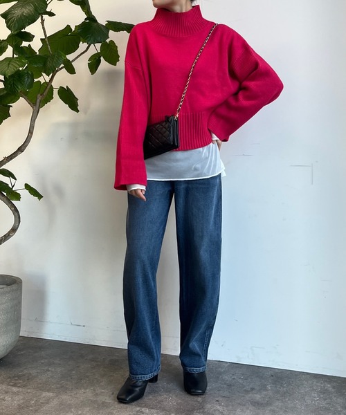 DouDou(ドゥドゥ)の「【WEB限定】ショート丈バックスリットタートル(Tシャツ/カットソー・レディース・ライトグレー/ピンク/オフホワイト/ブルー・FREE)」の22枚目の写真