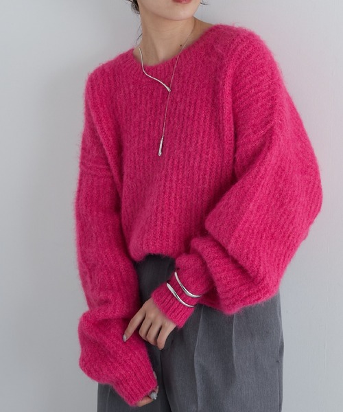 COLONY 2139（コロニートゥーワンスリーナイン）の「シャギー起毛畦編みオーバーニット（ニット/セーター・レディース・ネイビー/ピンク/グレー/オレンジ/キャメル/ブラック・FREE）」の5枚目の写真