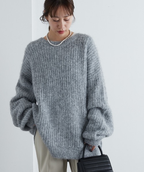 COLONY 2139（コロニートゥーワンスリーナイン）の「シャギー起毛畦編みオーバーニット（ニット/セーター・レディース・ネイビー/ピンク/グレー/オレンジ/キャメル/ブラック・FREE）」の21枚目の写真