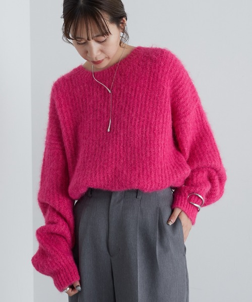 COLONY 2139（コロニートゥーワンスリーナイン）の「シャギー起毛畦編みオーバーニット（ニット/セーター・レディース・ネイビー/ピンク/グレー/オレンジ/キャメル/ブラック・FREE）」の11枚目の写真