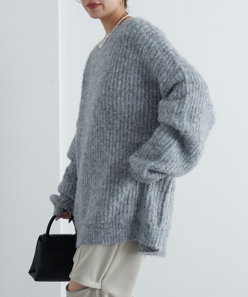 COLONY 2139（コロニートゥーワンスリーナイン）の「シャギー起毛畦編みオーバーニット（ニット/セーター・レディース・ネイビー/ピンク/グレー/オレンジ/キャメル/ブラック・FREE）」の22枚目の写真