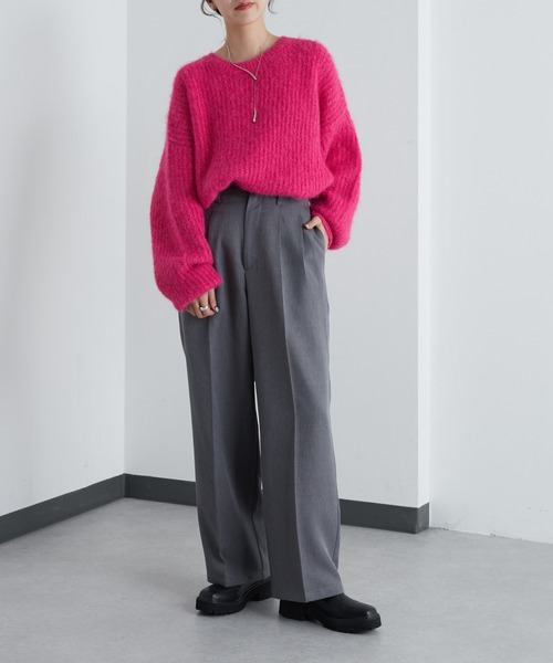 COLONY 2139（コロニートゥーワンスリーナイン）の「シャギー起毛畦編みオーバーニット（ニット/セーター・レディース・ネイビー/ピンク/グレー/オレンジ/キャメル/ブラック・FREE）」の13枚目の写真