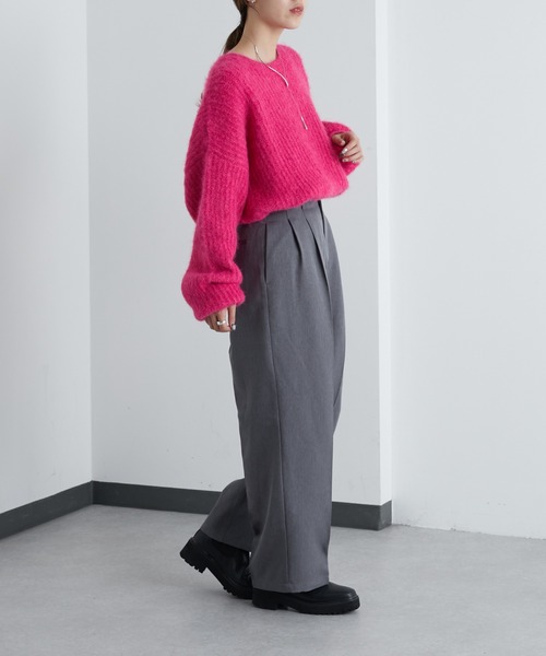 COLONY 2139（コロニートゥーワンスリーナイン）の「シャギー起毛畦編みオーバーニット（ニット/セーター・レディース・ネイビー/ピンク/グレー/オレンジ/キャメル/ブラック・FREE）」の18枚目の写真