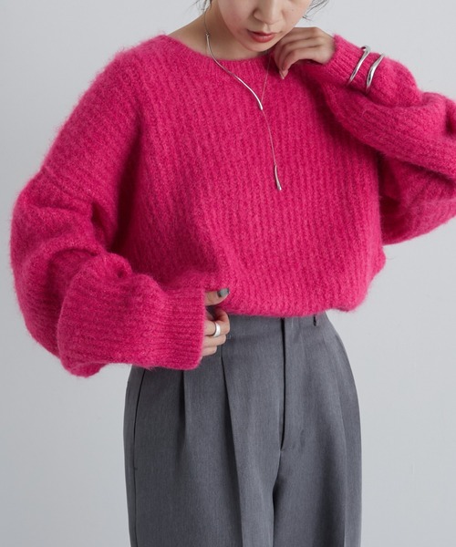 COLONY 2139（コロニートゥーワンスリーナイン）の「シャギー起毛畦編みオーバーニット（ニット/セーター・レディース・ネイビー/ピンク/グレー/オレンジ/キャメル/ブラック・FREE）」の14枚目の写真